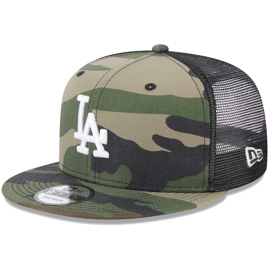 New Era Los Angeles Dodgers Woodland Trucker 9FIFTY Snapback Hat-Camo/Black