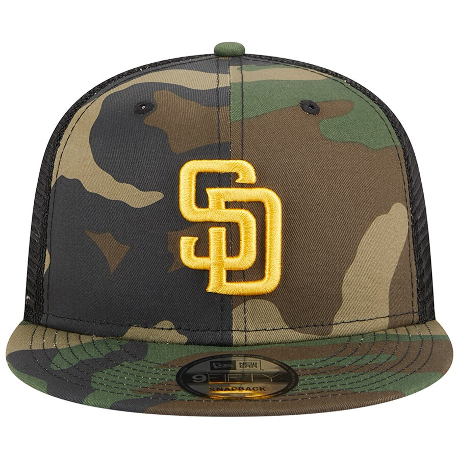 New Era San Diego Padres Woodland Camo Trucker 9FIFTY Snapback Hat-Camo
