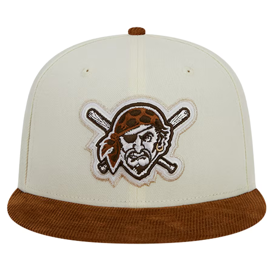 New Era Pittsburgh Pirates 2-Tone Corduroy Visor 59FIFTY Fitted Hat-Cream/Brown