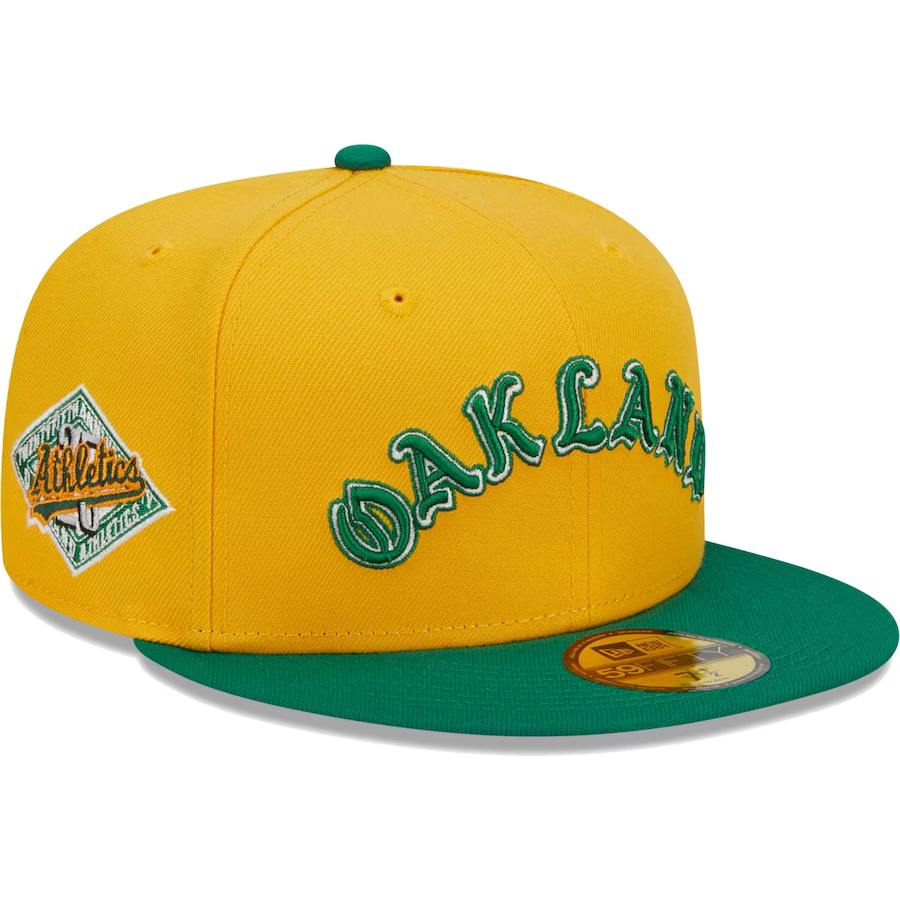 New Era Oakland Athletics Gold Retro Jersey Script 59FIFTY Fitted