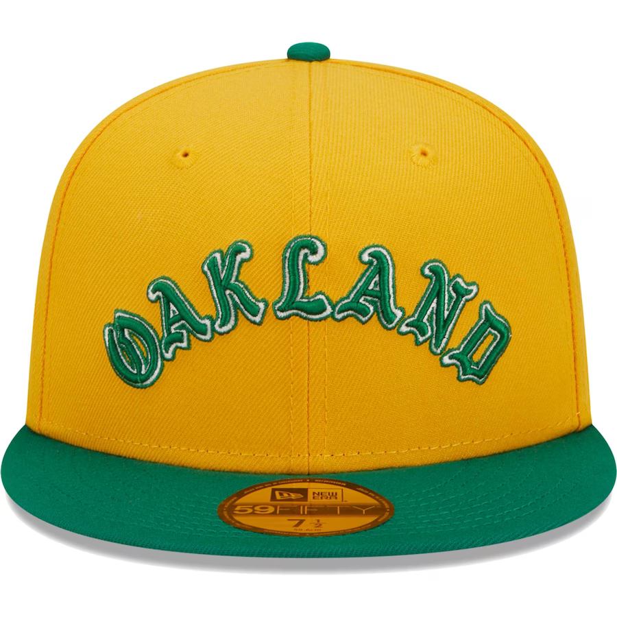 New Era Oakland Athletics Gold Retro Jersey Script 59FIFTY Fitted