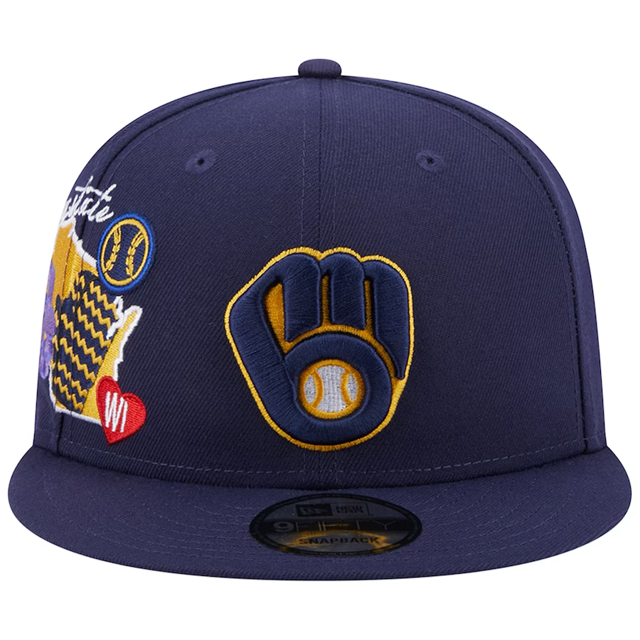 New Era Milwaukee Brewers Icon E1 9Fifty Snapback Hat-Navy
