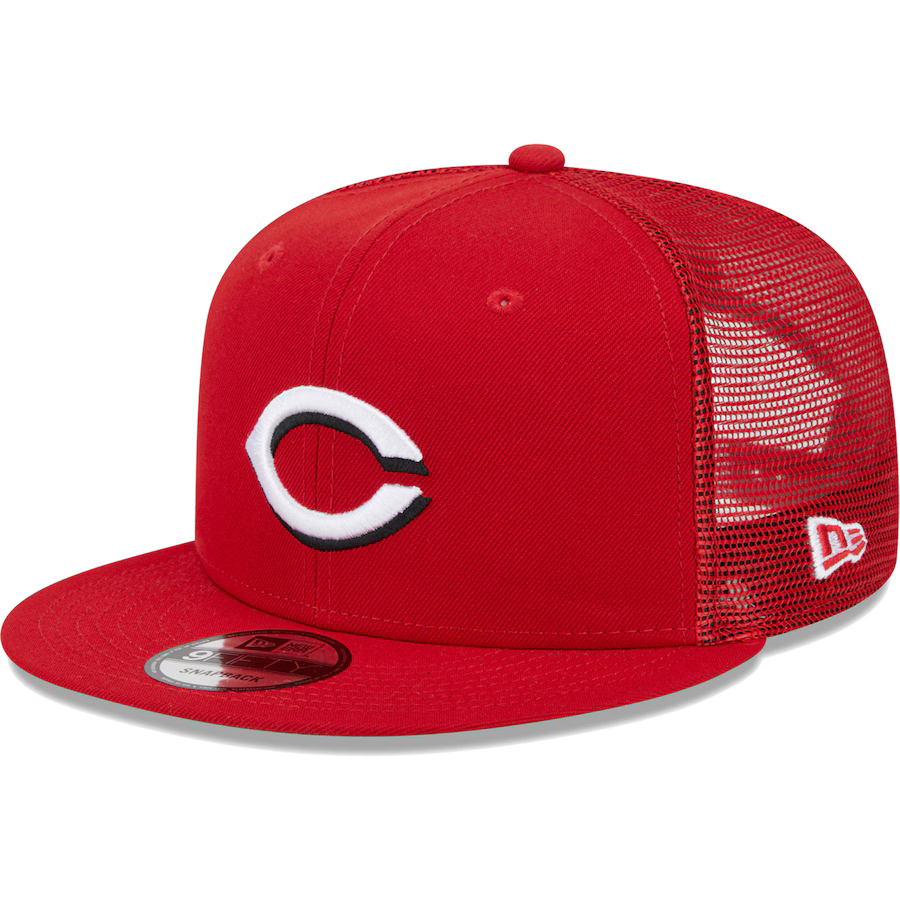 New Era Cincinnati Reds Team Color 9FIFTY Trucker Snapback Hat-Red