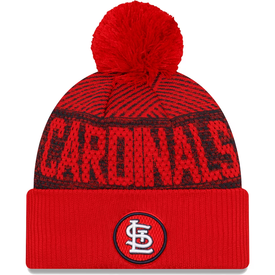 New Era St. Louis Cardinals Authentic Collection Sport Cuffed Knit Hat with Pom-Red