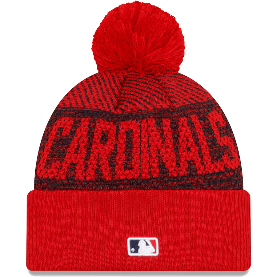 New Era St. Louis Cardinals Authentic Collection Sport Cuffed Knit Hat with Pom-Red