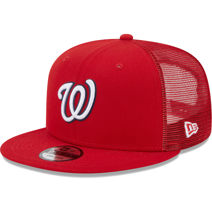 New Era Washington Nationals Team Color 9FIFTY Trucker Snapback Hat-Red