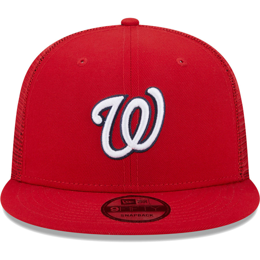 New Era Washington Nationals Team Color 9FIFTY Trucker Snapback Hat-Red