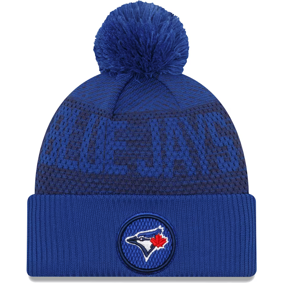 New Era Toronto Blue Jays Authentic Collection Sport Cuffed Knit Hat with Pom-Royal