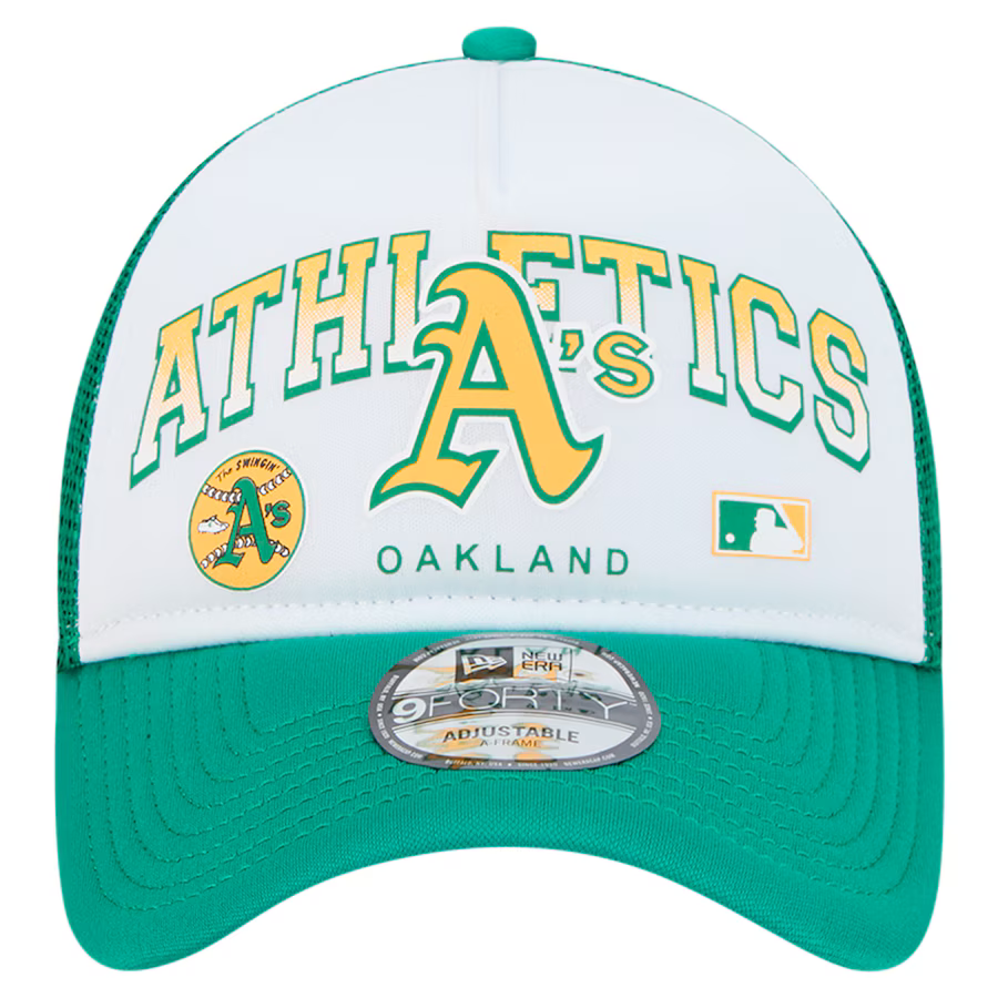 New Era Oakland A's Retro Wordmark 9FORTY A-Frame Trucker Adjustable Hat