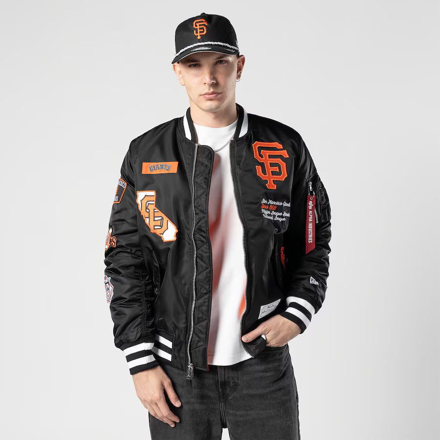 New Era Alpha Industries San Francisco Giants Bomber Jacket - Black