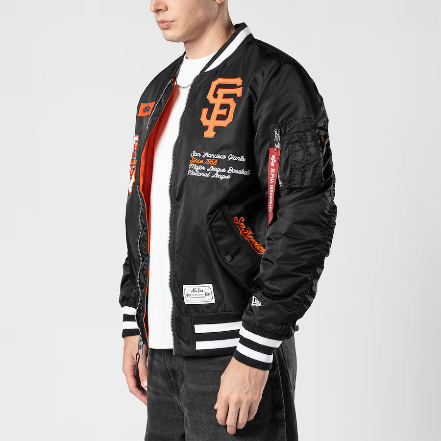 New Era Alpha Industries San Francisco Giants Bomber Jacket - Black