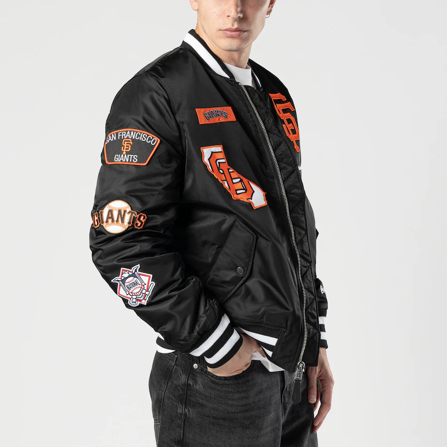 New Era Alpha Industries San Francisco Giants Bomber Jacket - Black