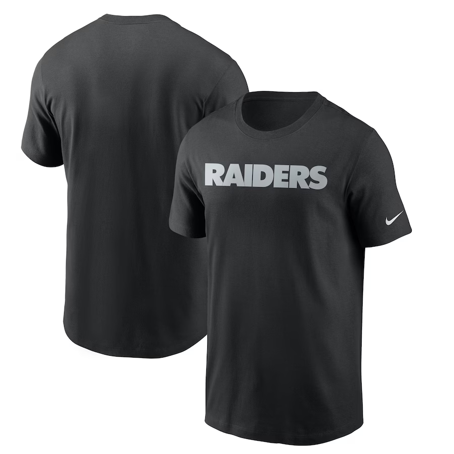 Nike Men's Las Vegas Raider Black Team Wordmark T-Shirt-Black