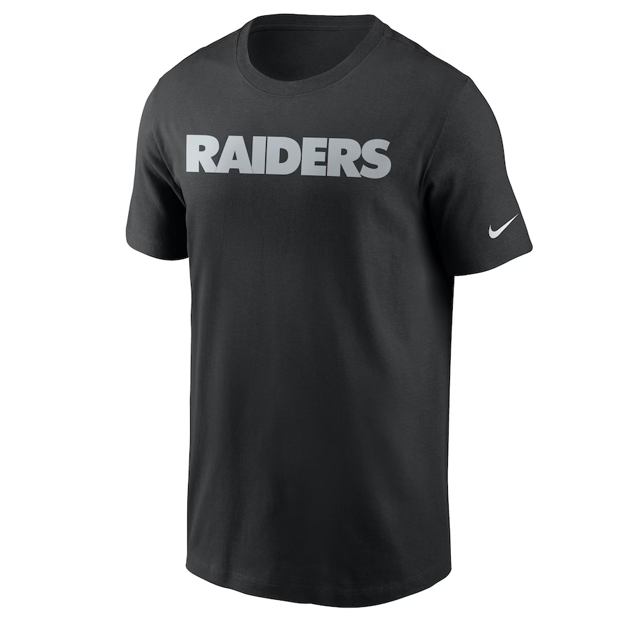 Nike Men's Las Vegas Raider Black Team Wordmark T-Shirt-Black