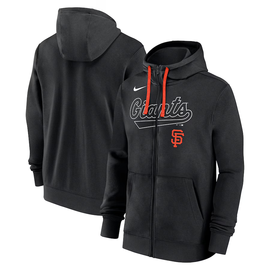 Men's San Francisco Giants Nike Black Knockout Script Full-Zip Hoodie