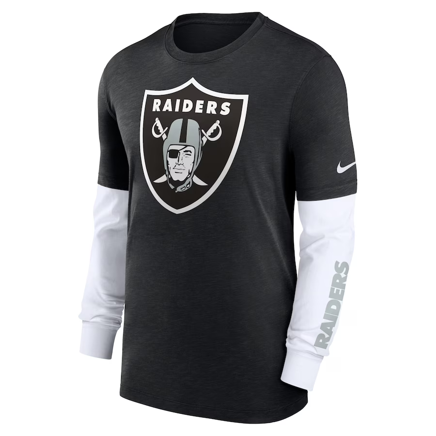 Nike Las Vegas Raiders Slub Fashion Long Sleeve T-Shirt - Heather Black