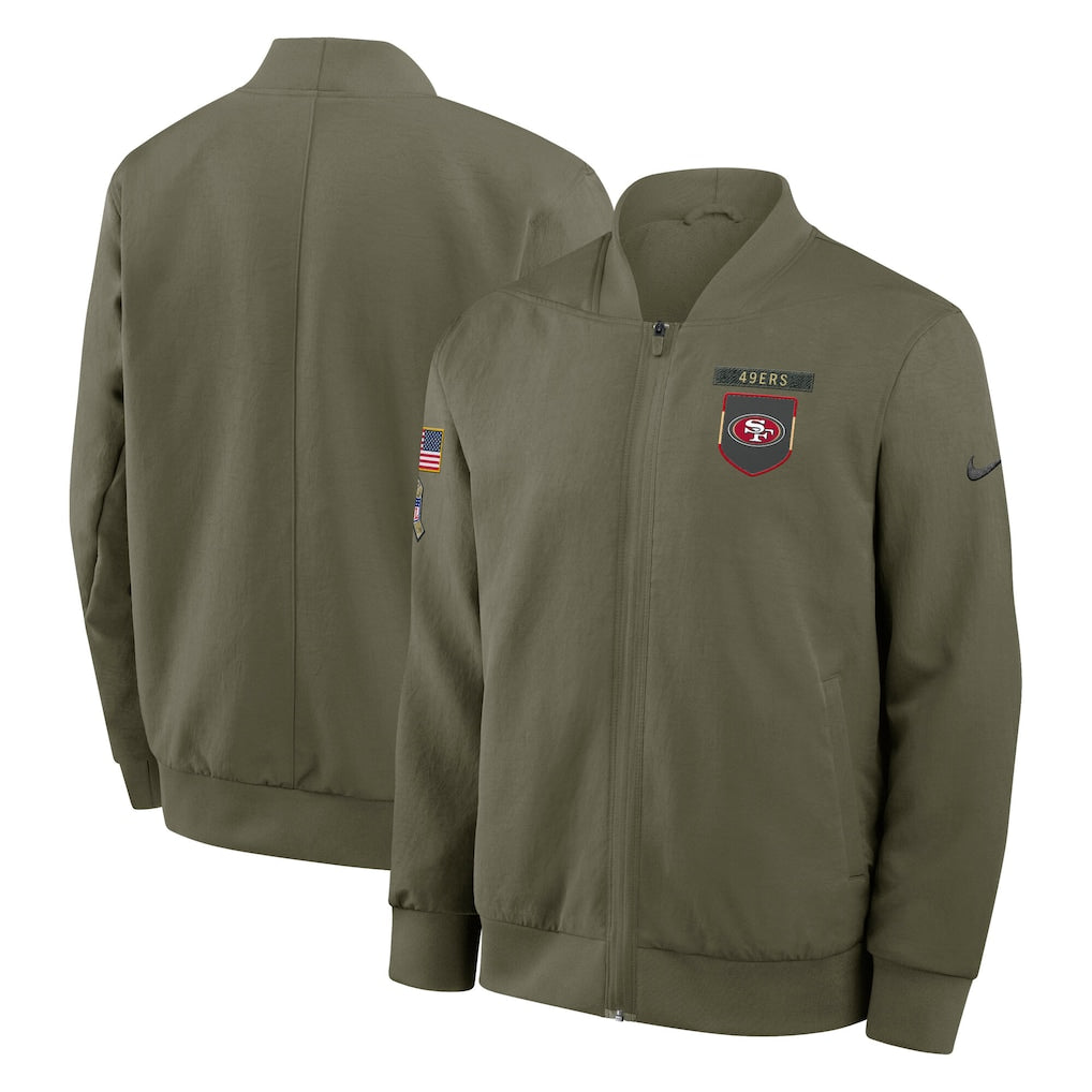 San Francisco 49ers Nike 2025 Salute to Service Sideline Full-Zip Bomber Jacket - Olive