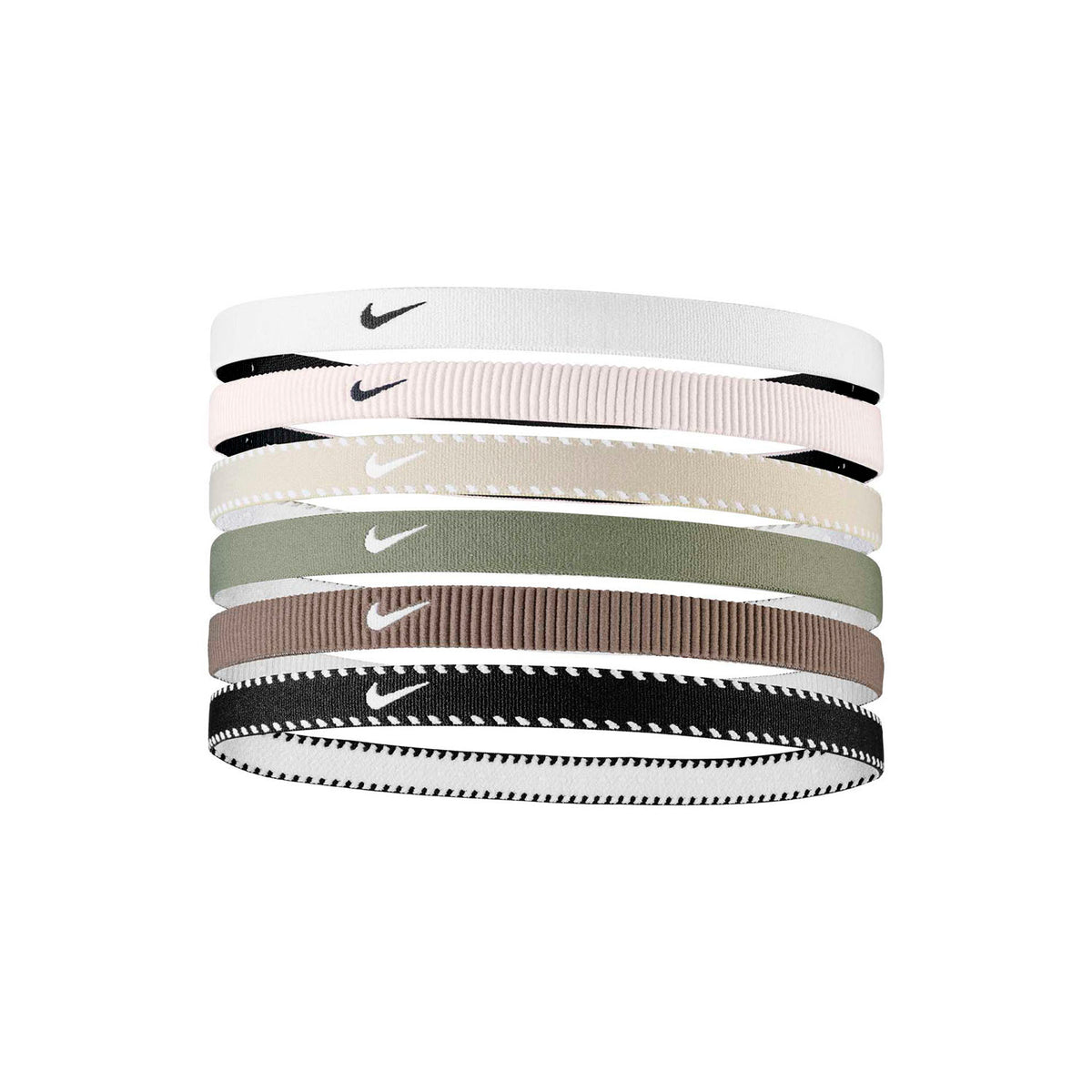 Nike Flex Headbands 6-Pack -White/Light Army/Black