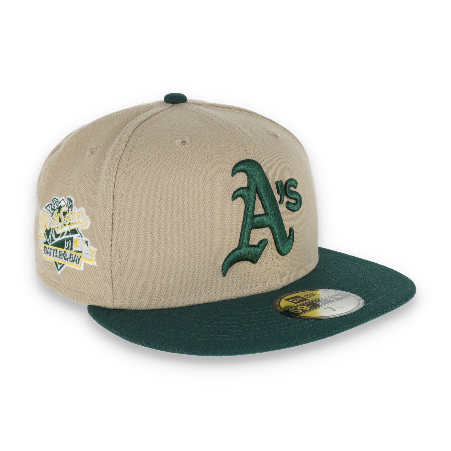 New Era Oakland Athletics 1989 Battle Of The Bay Side Patch 59Fifty Fitted Khaki Hat