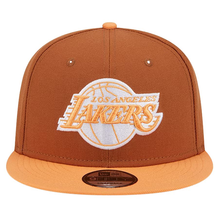 New Era Los Angeles Lakers Color Pack 2-Tone 9FIFTY Snapback Hat-Brown/Orange