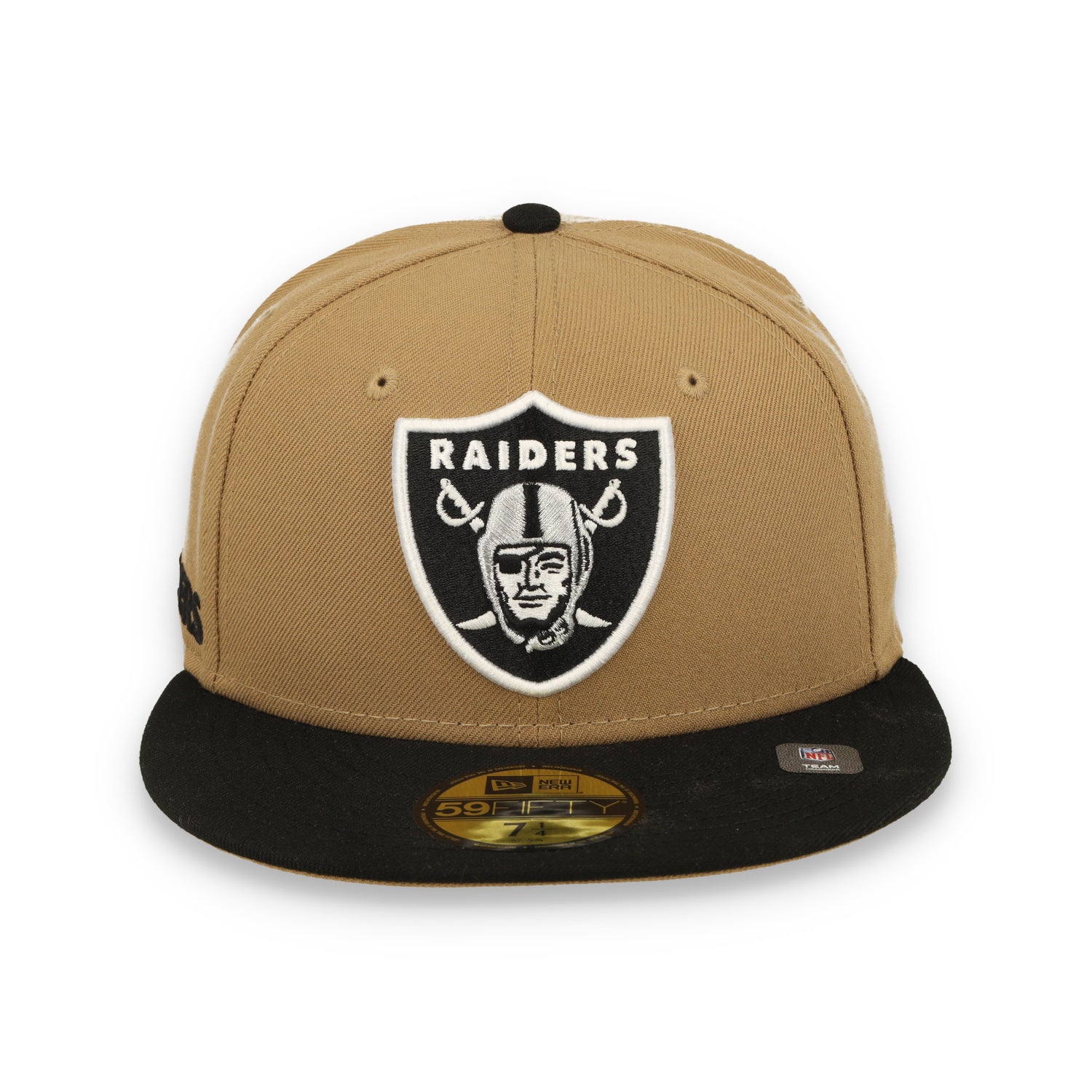 New Era Las Vegas Raiders Wordmark Side Patch 59FIFTY Fitted Hat-Camel