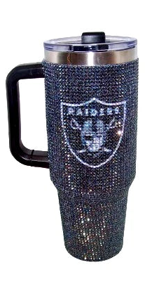 Raiders Las Vegas Oakland Bling Colossal 40 oz Rhinestone Handle Tumbler Black