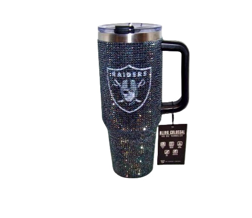 Raiders Las Vegas Oakland Bling Colossal 40 oz Rhinestone Handle Tumbler Black