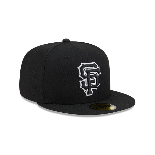 San Francisco Giants Black On Black White Outline 59Fifty Color Basic Fitted