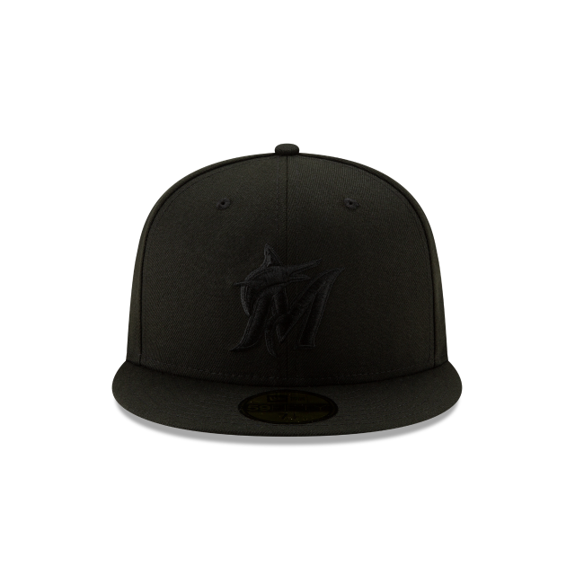 MIAMI MARLINS NEW ERA 59FIFTY FITTED-BLACK ON BLACK