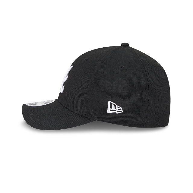 New Era Atlanta Braves Logo Essentials A Frame 9FORTY Adjustable Hat-BLACK/WHITE