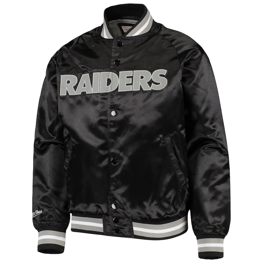 Mitchell & Ness Youth Las Vegas Raiders Lightweight Satin Raglan Full-Snap Jacket-Black