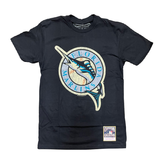 Mitchell & Ness Men's Under The Lights Florida Marlins Graphic Tee- Black