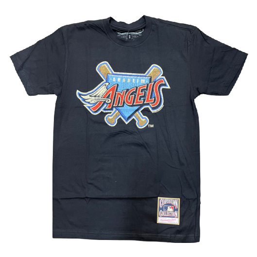 Mitchell & Ness Men's Under The Lights Anaheim Angels Graphic Tee- Black