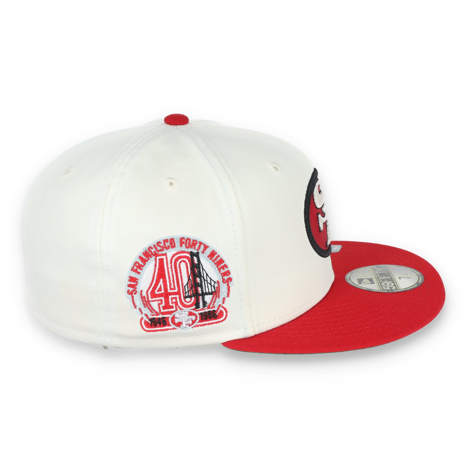 NEW ERA SAN FRANCISCO 49ERS 40TH ANNIVERSARY SIDE PATCH 59FIFTY FITTED HAT-CHROME/RED