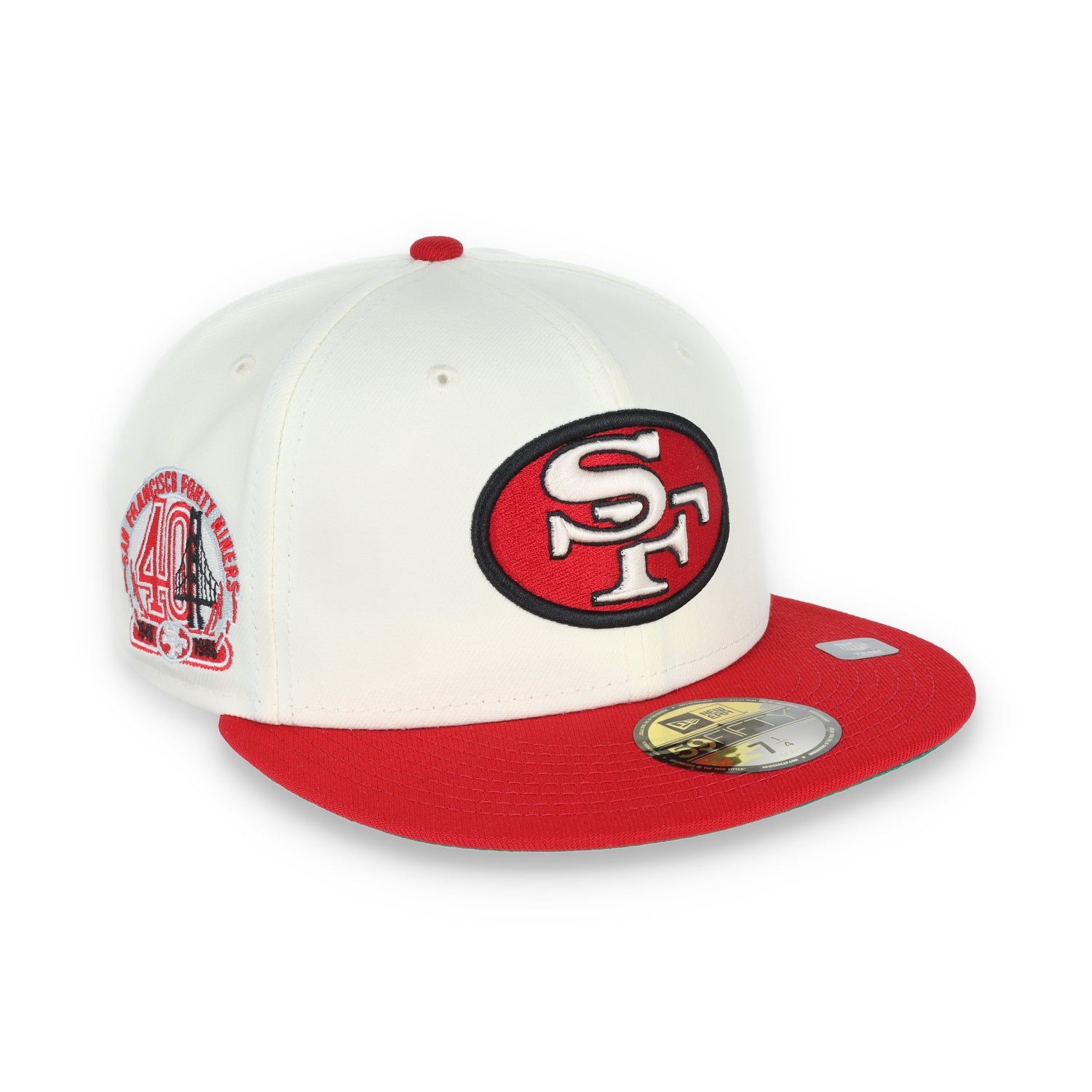 NEW ERA SAN FRANCISCO 49ERS 40TH ANNIVERSARY SIDE PATCH 59FIFTY FITTED HAT-CHROME/RED