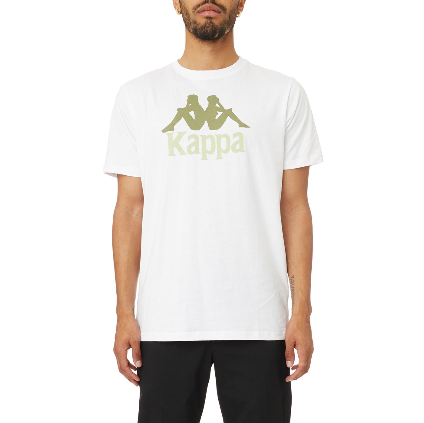 Kappa AUTHENTIC ESTESSI T-SHIRT-WHITE/GREEN OLIVE