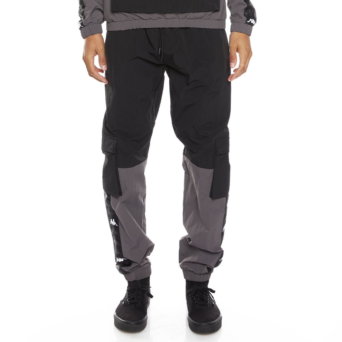 KAPPA 222 BANDA ERISTIN WOVEN PANTS - BLACK GREY WHITE