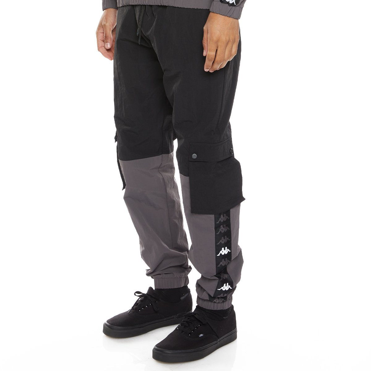 KAPPA 222 BANDA ERISTIN WOVEN PANTS - BLACK GREY WHITE