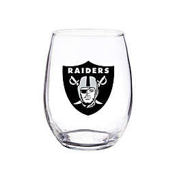 OAKLAND RAIDERS CLEAR PLASTIC STEMLESS WINE CUP 16 oz. 4 PACKS
