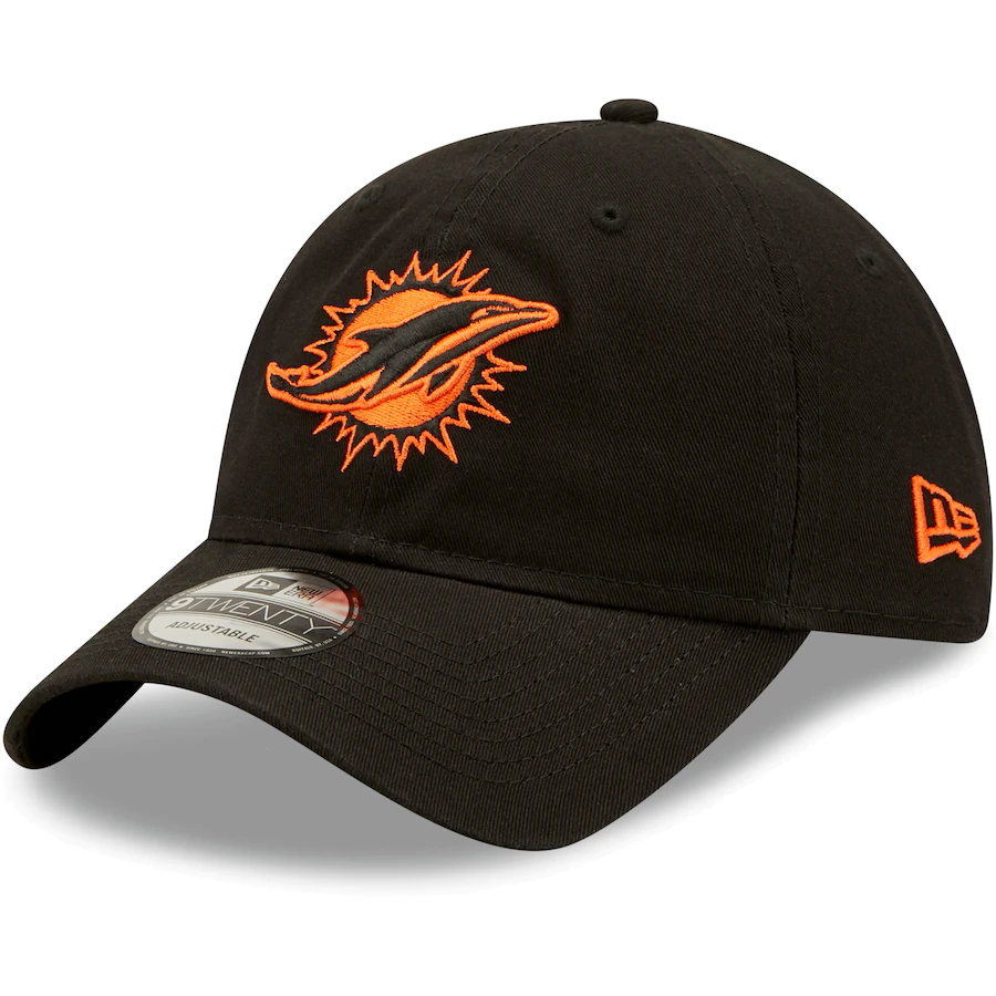 Men's Miami Dolphins New Era Black 2.0 Core Classic 9TWENTY Adjustable Hat