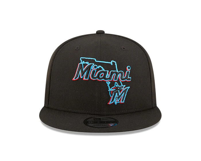 New Era Miami Marlins Logo State 9FIFTY Snapback Hat-Black