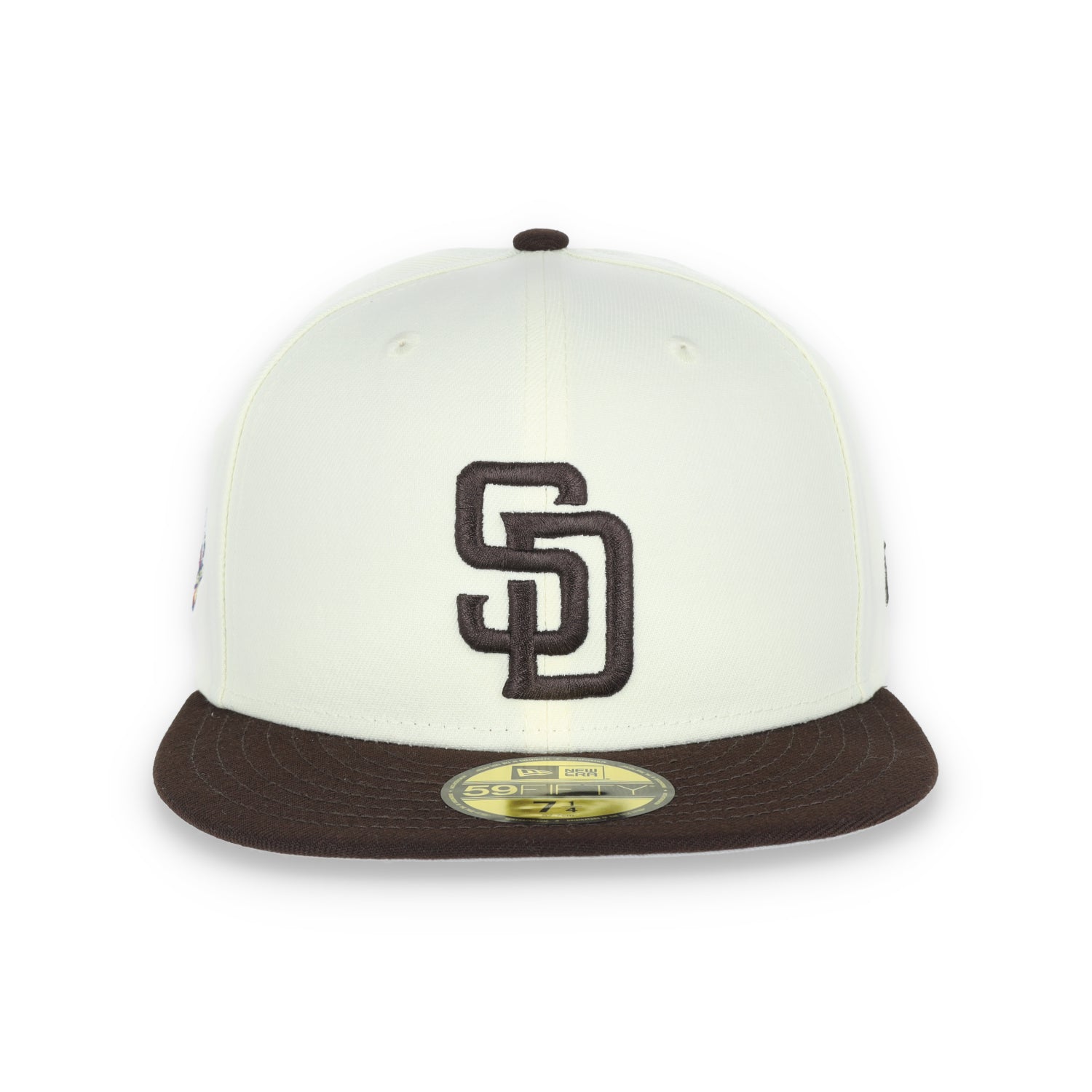 New Era San Diego Padres Patch Throwback 1998 World Series Patch 59FIFTY Fitted Ivory Hat-1