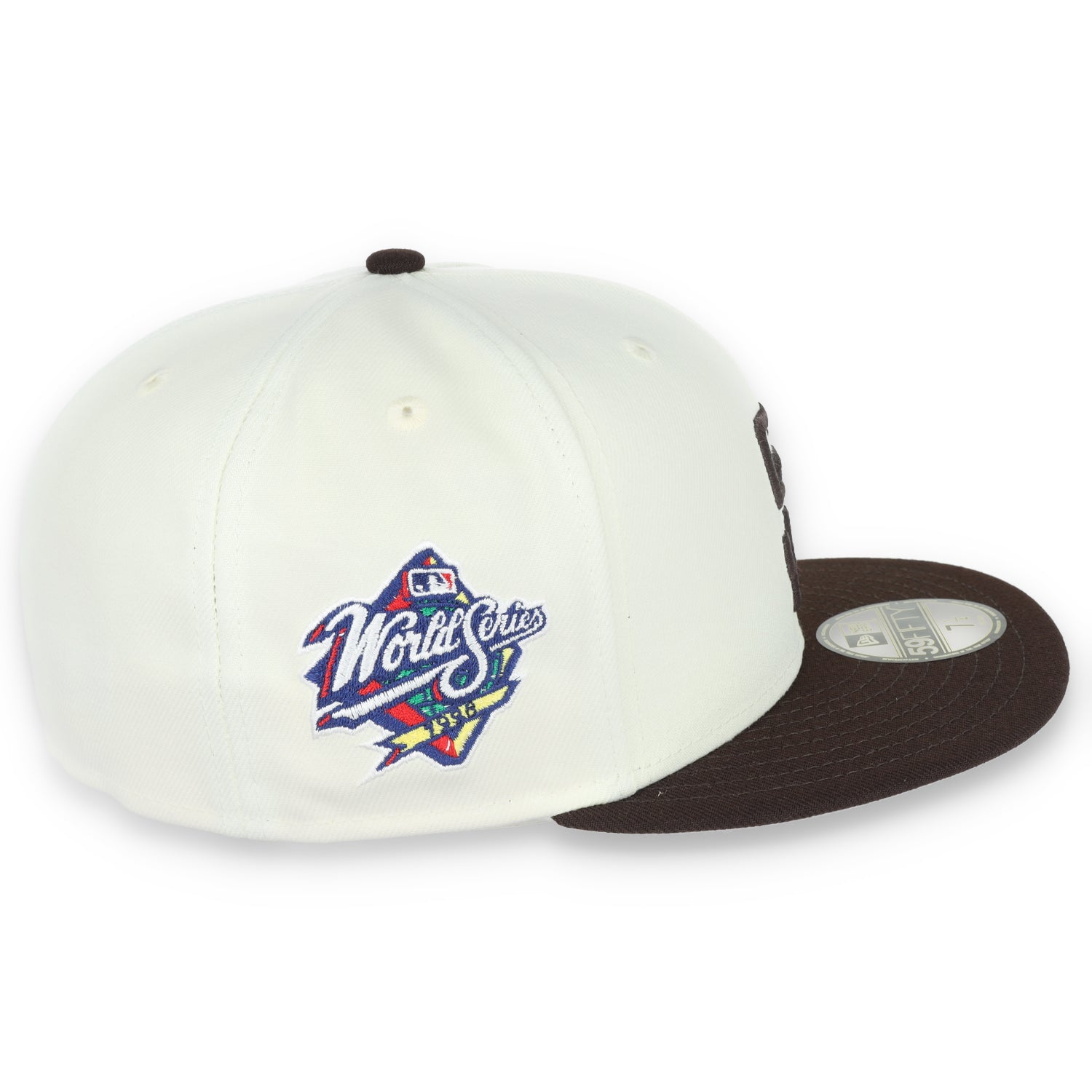 New Era San Diego Padres Patch Throwback 1998 World Series Patch 59FIFTY Fitted Ivory Hat-1
