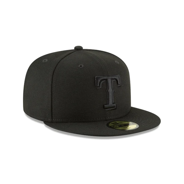TEXAS RANGERS NEW ERA BLACK ON BLACK 59FIFTY FITTED HAT
