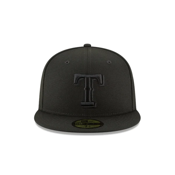 TEXAS RANGERS NEW ERA BLACK ON BLACK 59FIFTY FITTED HAT