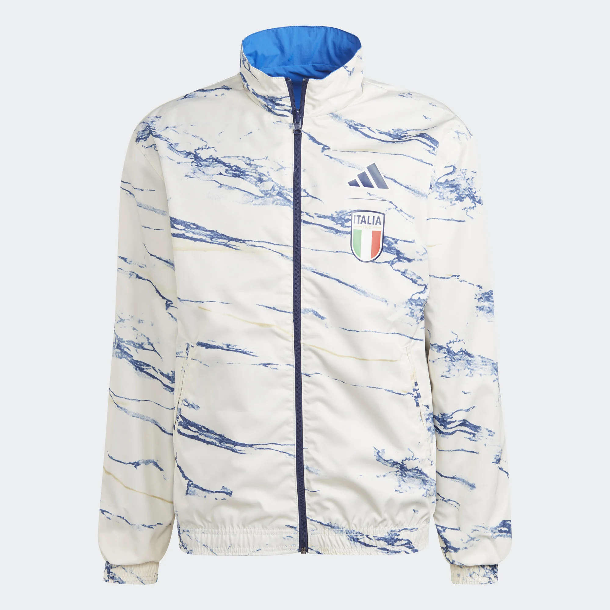 Adidas Men's Italy Anthem Reversible Jacket-White/Blue