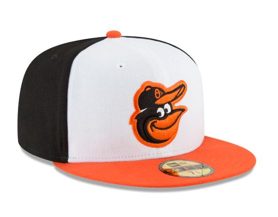 NEW ERA BALTIMORE ORIOLES HOME AUTHENTIC COLLECTION 59FIFTY FITTED-ON-FIELD COLLECTION BLACK/ORANGE