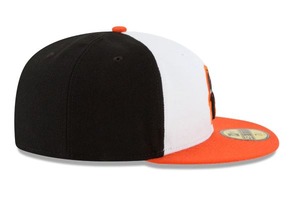 NEW ERA BALTIMORE ORIOLES HOME AUTHENTIC COLLECTION 59FIFTY FITTED-ON-FIELD COLLECTION BLACK/ORANGE