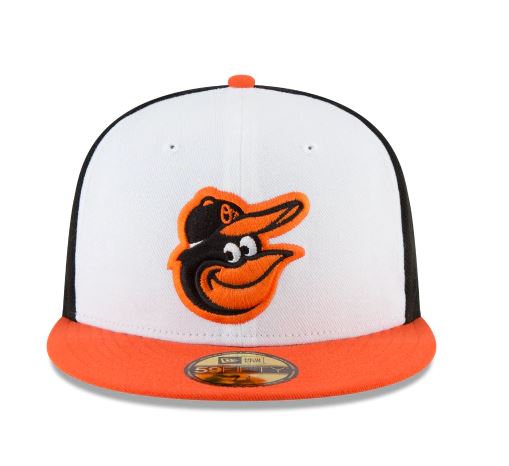 NEW ERA BALTIMORE ORIOLES HOME AUTHENTIC COLLECTION 59FIFTY FITTED-ON-FIELD COLLECTION BLACK/ORANGE
