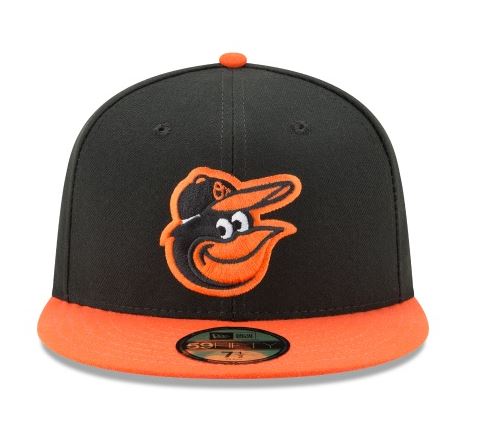 BALTIMORE ORIOLES NEW ERA ROAD AUTHENTIC COLLECTION 59FIFTY FITTED-ON-FIELD COLLECTION BLACK/ORANGE